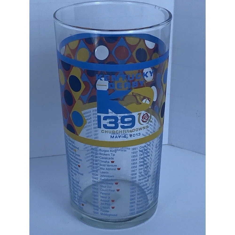 Kentucky Derby 139th Souvenir Glass Churchill Downs Horse Racing Cup Geometric